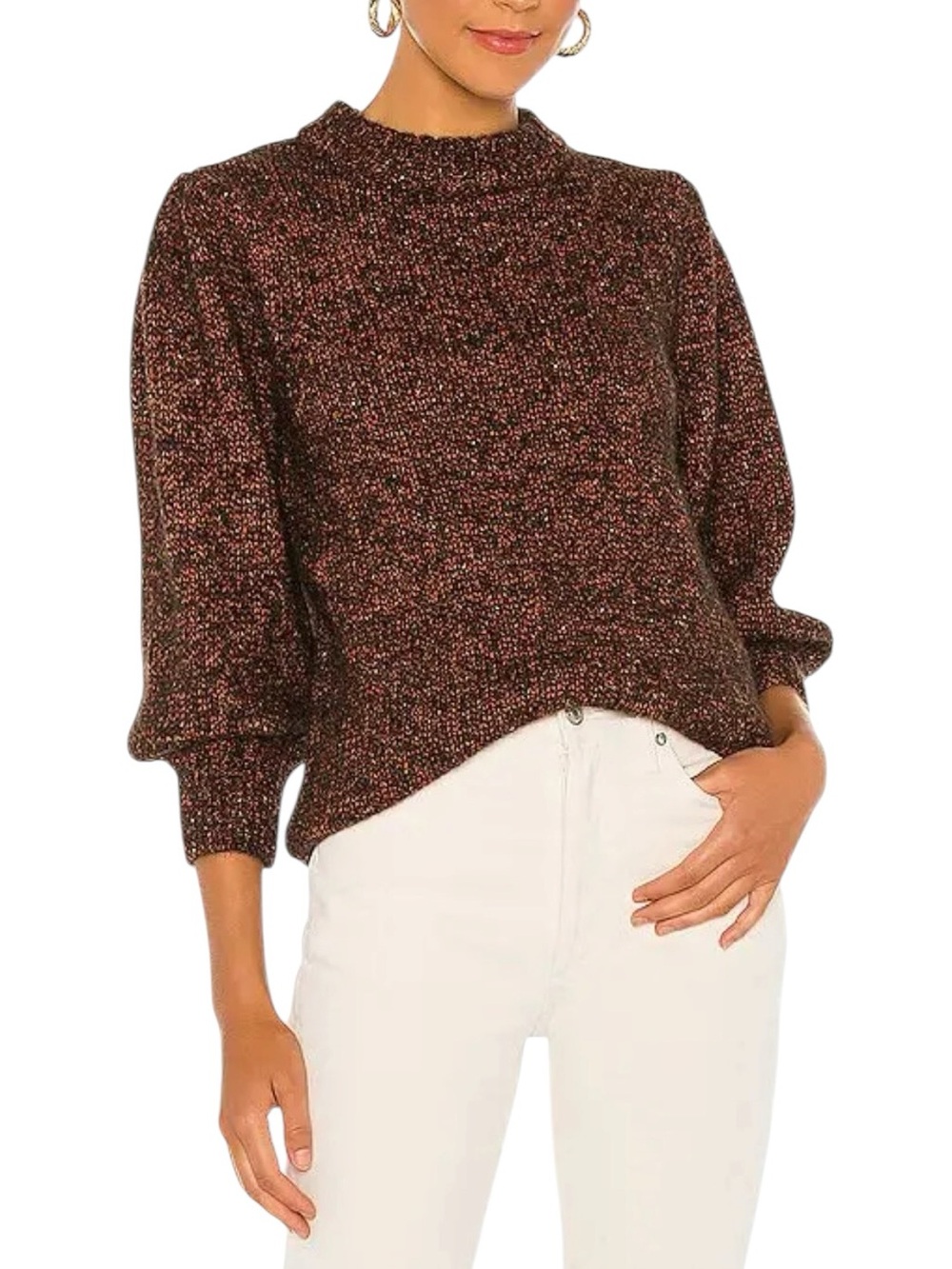 Anine Bing Rosalind Sweater Chunky Balloon Puffed Sleeves Alpaca Blend